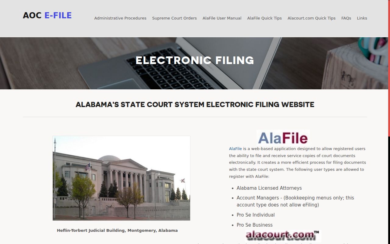 Morgan County Circuit Clerk AlaFile electronic filing portal