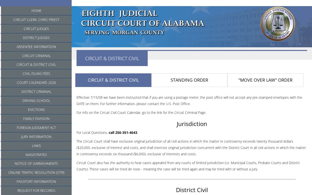 Morgan County Circuit Clerk civil division information