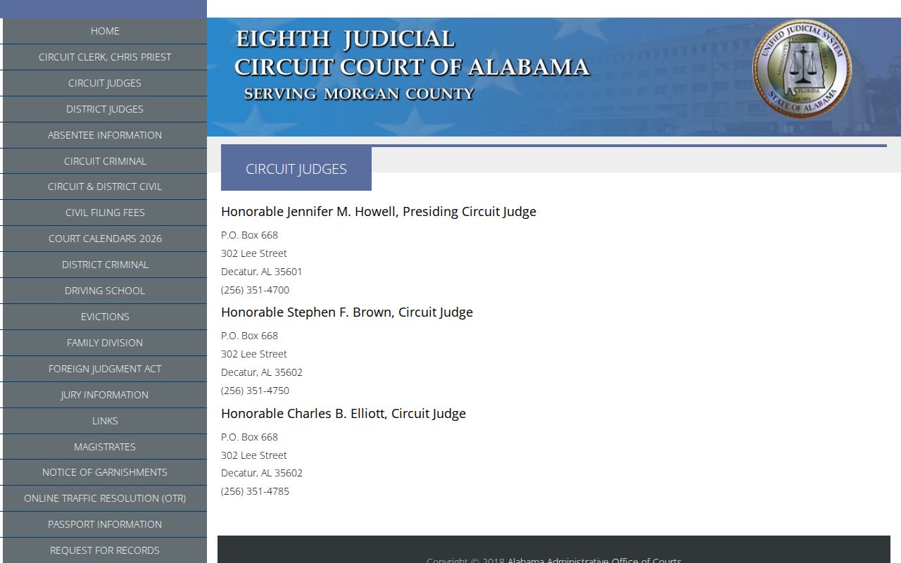 Morgan County Circuit Clerk Circuit Court judges information