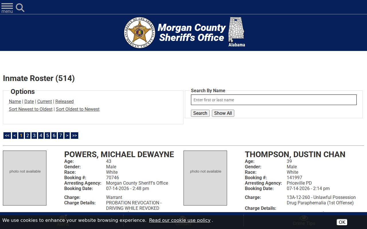 Morgan County arrest records current inmate roster