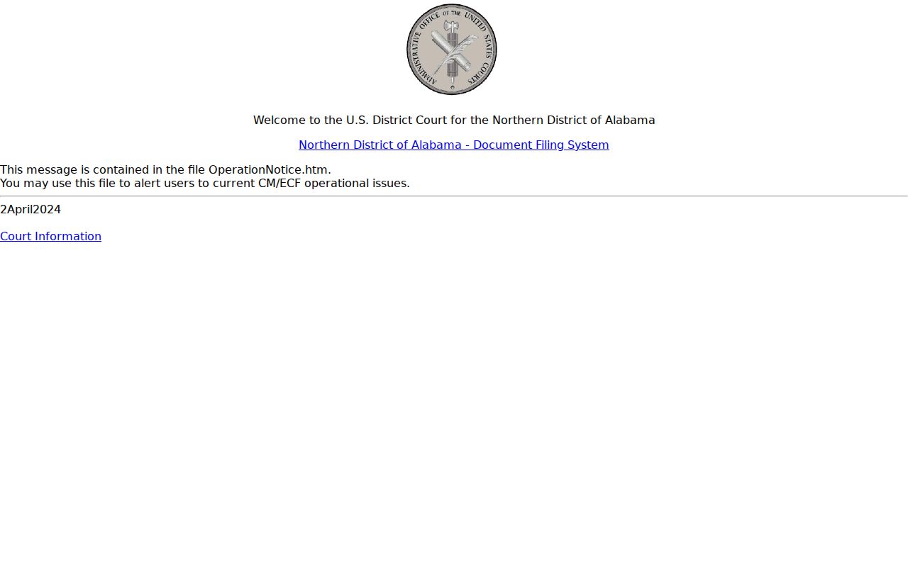 Morgan County federal court dockets through Northern District CM ECF