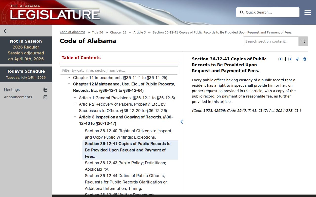 Morgan County court records public copy statute