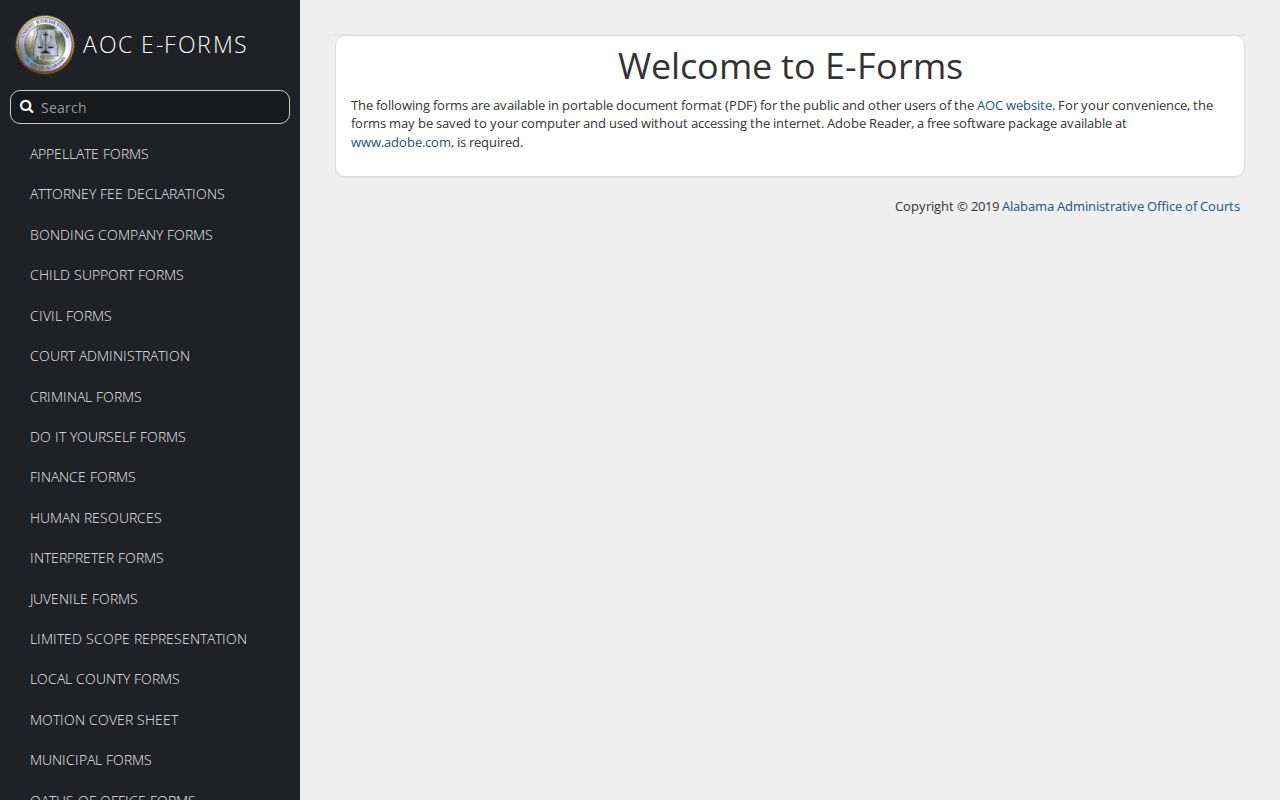 Morgan County Circuit Court official Alabama eForms