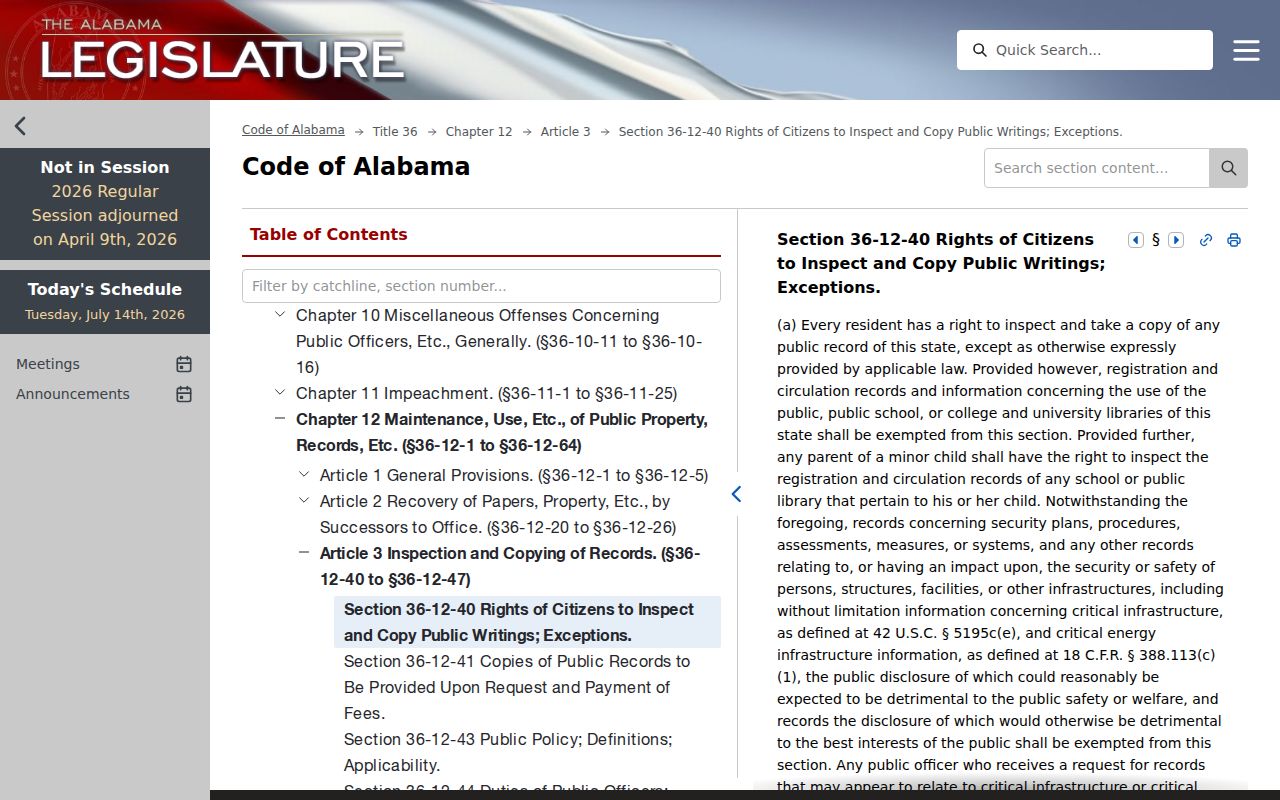 Morgan County Circuit Court public records inspection law