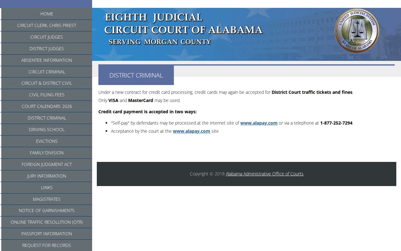 Morgan County Circuit Court relationship to District Criminal Court