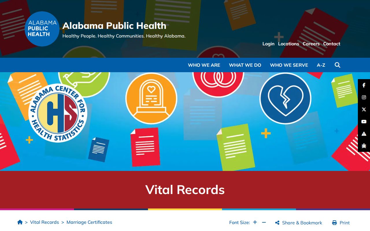 Alabama vital records page for Morgan County marriage certificates