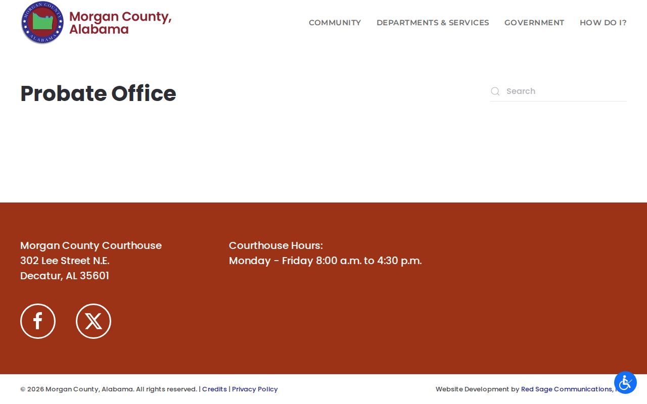 Morgan County Probate Office information for probate records