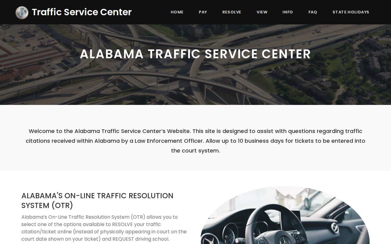 Alabama Traffic Service Center for Morgan County traffic court records