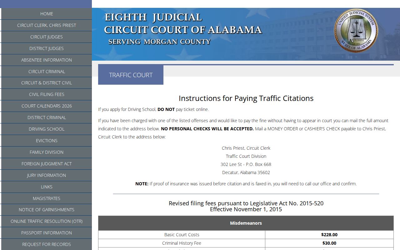 Morgan County Traffic Court rules and traffic record information