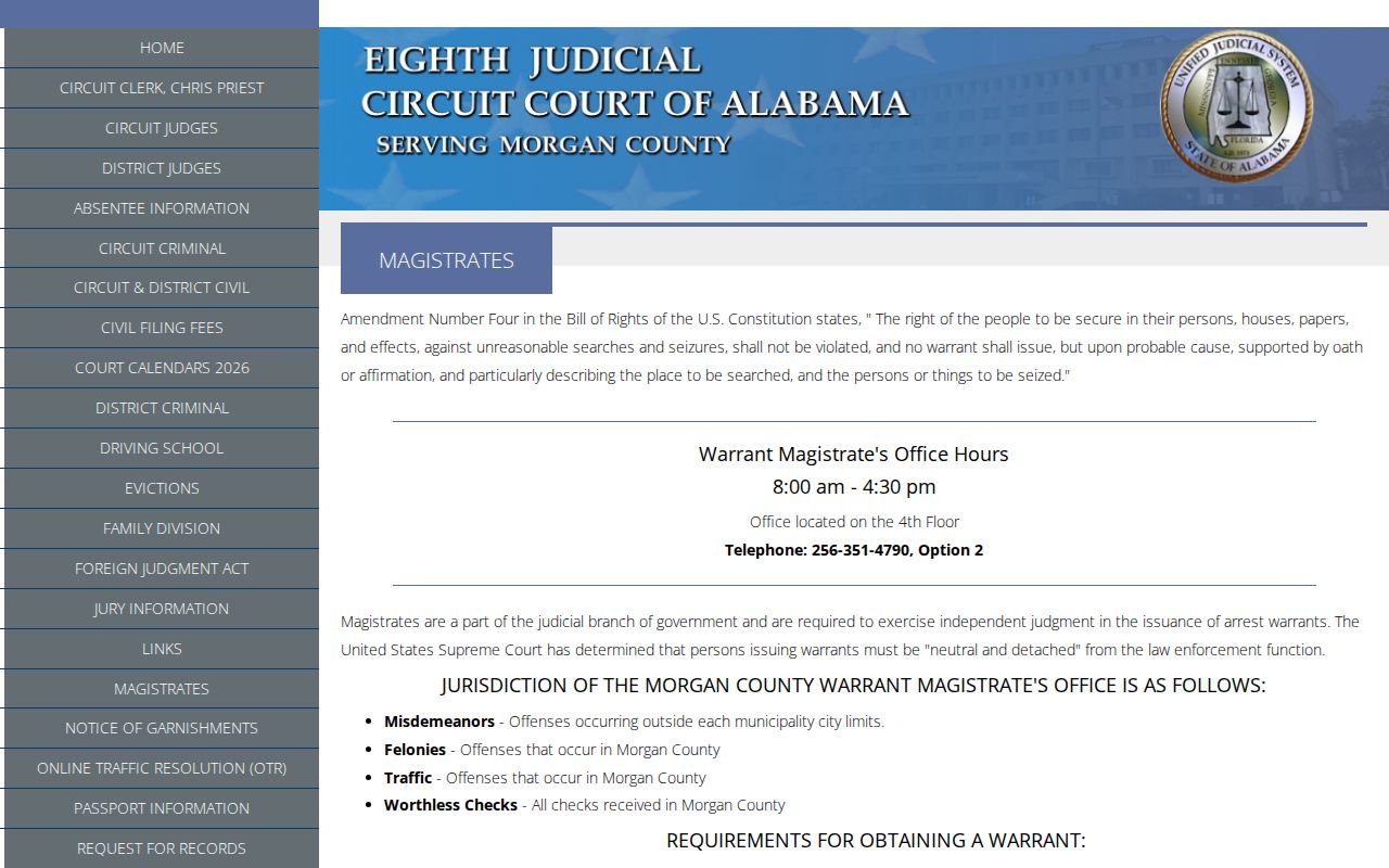 Morgan County warrant search magistrate office